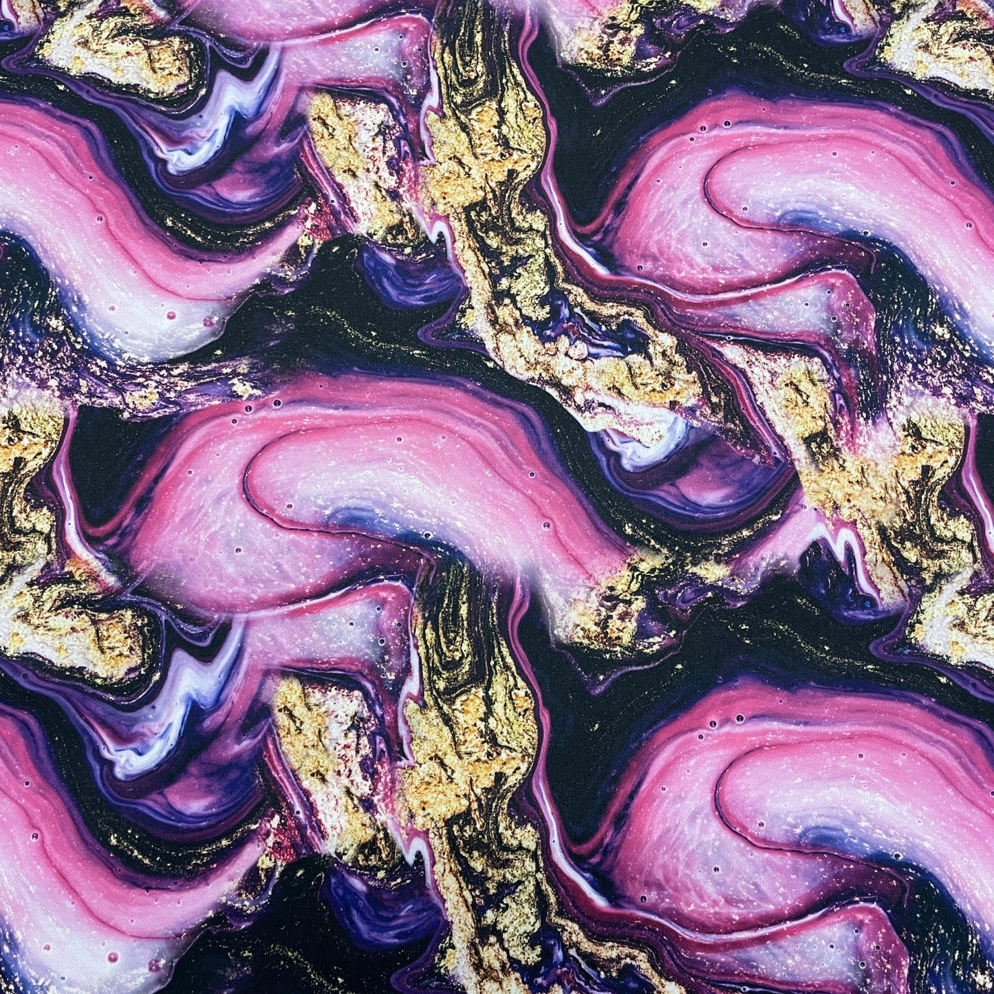 FS904 Pink Gold Marble | Fabric | candyfloss, Clouds, drape, Dress making, Fabric, fashion fabric, Galaxy, Glitter, jersey, Milkyway, Neon, Pink, Polyester, Scuba, sewing, space, stars, Tie Die, Tie Dye | Fabric Styles