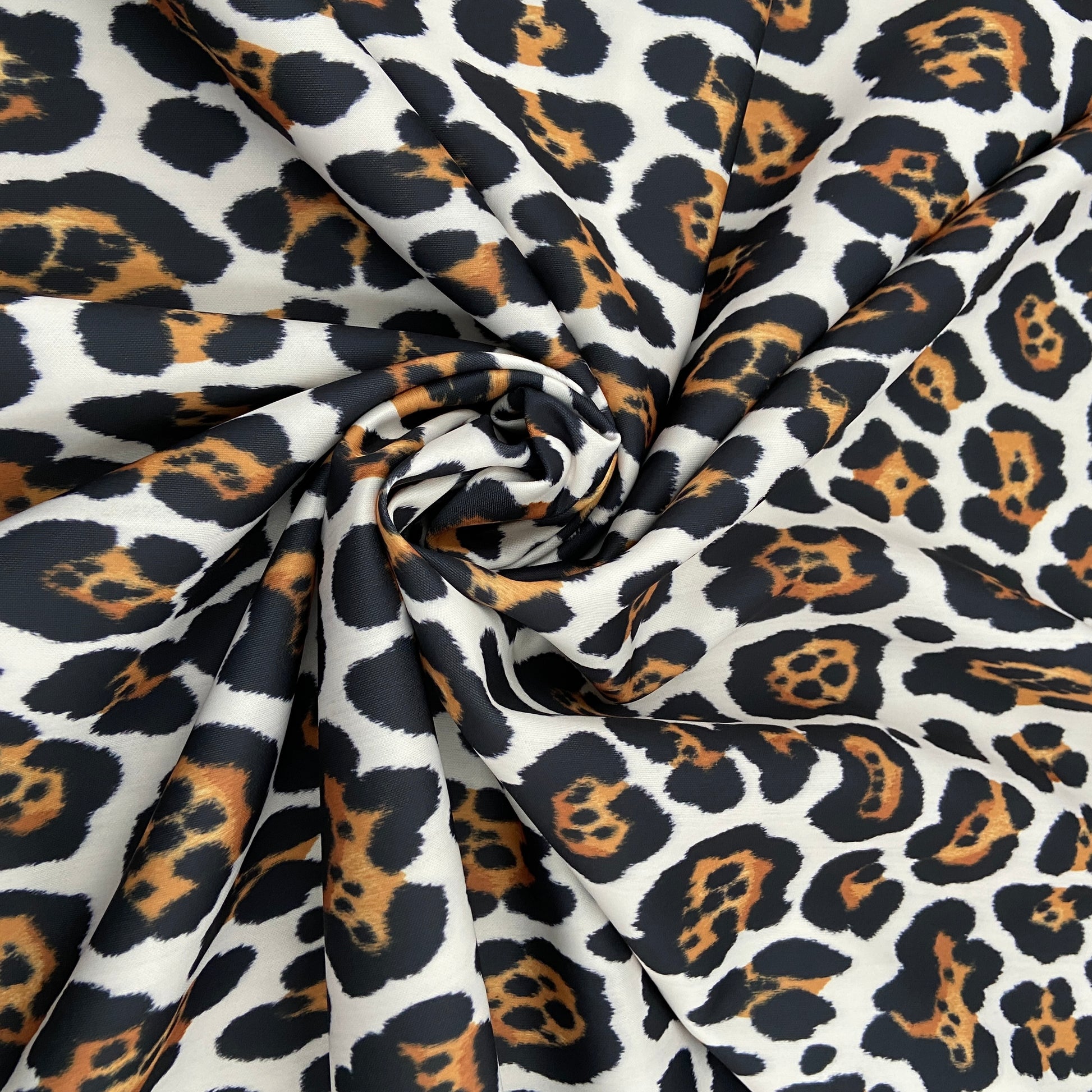 FS825 Spots Leopard | Fabric | Animal, drape, Fabric, fashion fabric, FS456, jersey, Leopard, Polyester, scuba, sewing, Stretchy | Fabric Styles