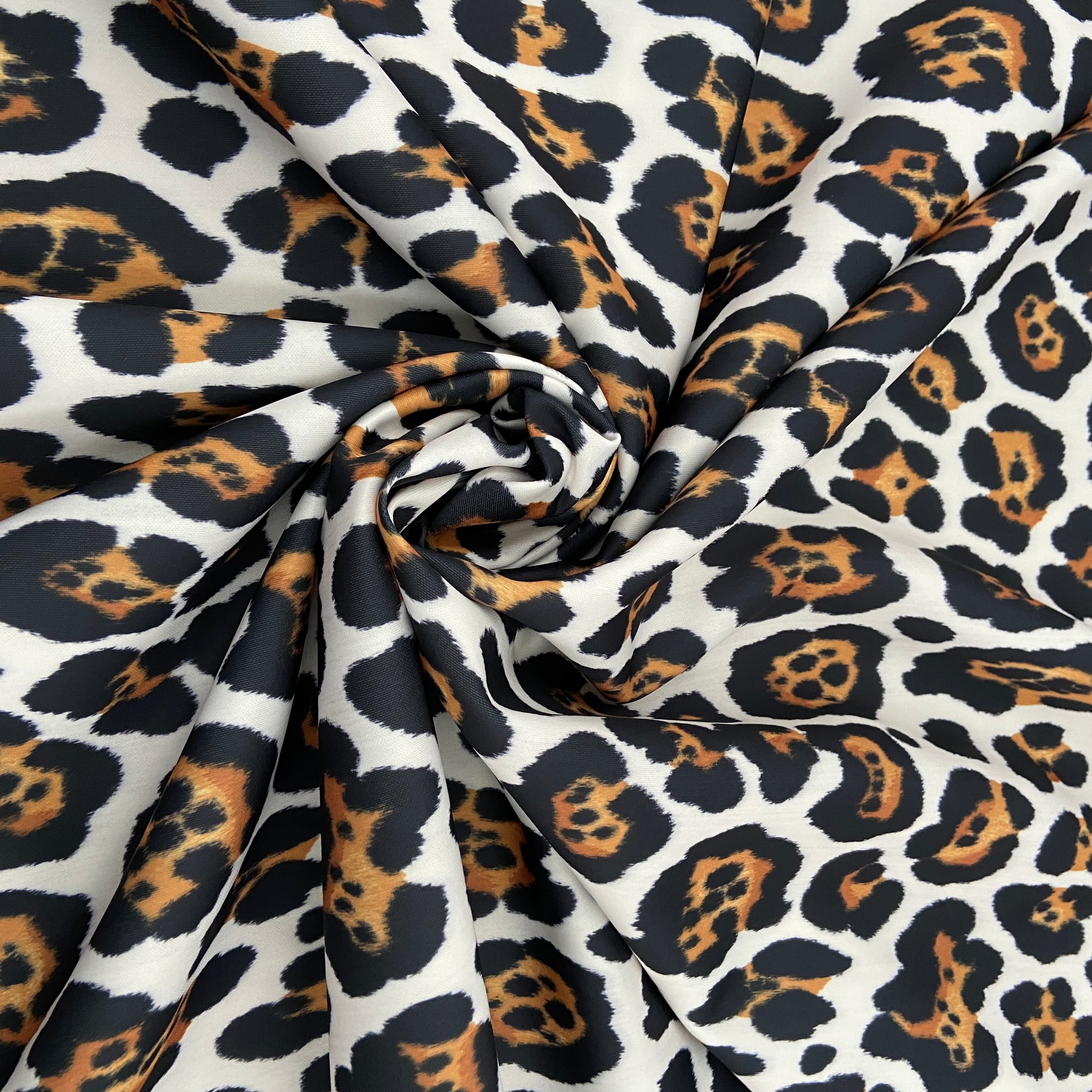 FS825 Spots Leopard | Fabric | Animal, drape, Fabric, fashion fabric, FS456, jersey, Leopard, Polyester, scuba, sewing, Stretchy | Fabric Styles