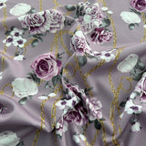FS1175 Judana Chain Floral Print Scuba Stretch Knit Fabric | Fabric | black, fabric, fashion, fashion fabric, floral, Flower, flowers, New, petals, Purple, scuba, scuba fabric, Small Flowers, Stretch, Stretchy | Fabric Styles