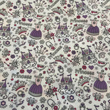 FS815_1 White Princess Polycotton | Fabric | Butterfly, Castle, Children, Colourful, drape, Fabric, fashion fabric, Hearts, Kid, Kids, making, Navy, Poly, Poly Cotton, Princess, Rose, sale, sewing, Skirt, White | Fabric Styles