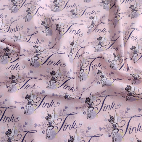 FS623 Tink In Pink Disney | Fabric | blue, Brand, Branded, Children, Cotton, Denim, Disney, drape, Fabric, fashion fabric, Kids, Light blue, Limited, making, Pink, Pooh, sewing, Skirt, Tink is Pink, Tinkerbell | Fabric Styles
