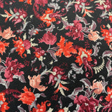 FS972 Floral Knitwear Stretch Knit Fabric Black | Fabric | blue, broom, Children, drape, elastane, Fabric, fashion fabric, Floral, Flower, jersey, Kids, Knit, Knitwear, Loungewear, making, Pink, Polyester, Potions, Potter, sale, sewing, Skirt, Stretchy | Fabric Styles