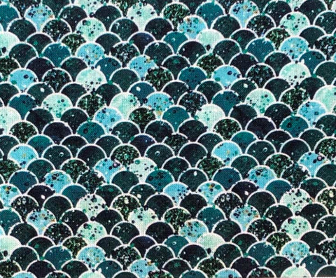 FS931 Mermaid Scales Cotton Fabric Teal | Fabric | Animal, Children, Cotton, drape, Fabric, fashion fabric, Glitter, Kids, making, Mermaid, Scales, sewing, Skirt, Snake, Tie Dye | Fabric Styles