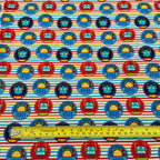FS680 Stripe Robot Dreams Cotton Fabric Multicolour | Fabric | blue, celebration, children's, Cotton, Denim, drape, Dream, Fabric, fashion fabric, grey, kid, kids, Light blue, making, Robot, Robot Dream, Robot Dreams, rugby, sewing, Skirt, sports, Sports day | Fabric Styles