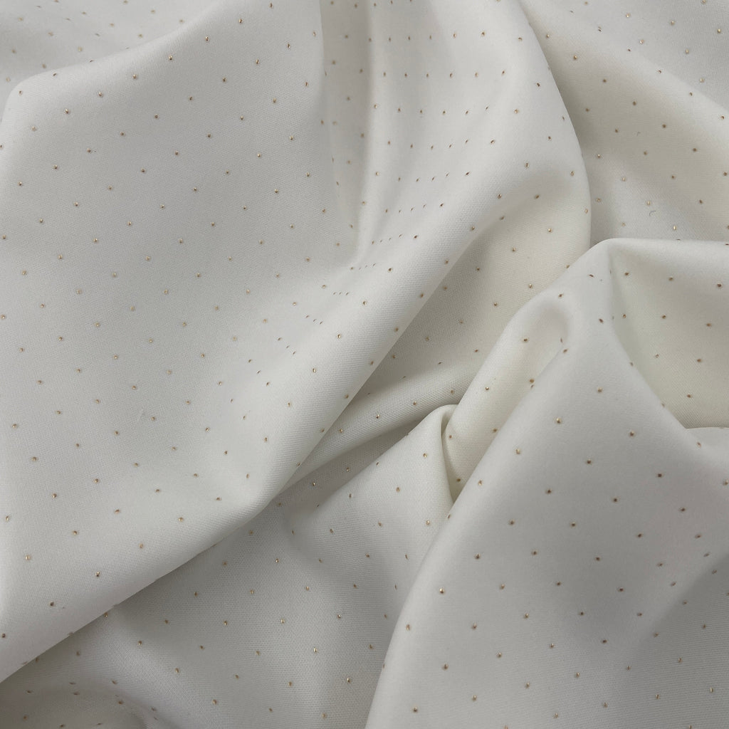 FS590_1 Gold Diamond Gel Scuba Stretch Knit Fabric Ivory | Fabric | drape, Fabric, fashion fabric, FS075, FS590, jersey, making, Navy, Nude, Plain, Scuba, sewing, Stretch, Stretchy | Fabric Styles