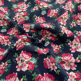 FS819_2 Navy Floral Cotton Poplin | Fabric | Button, Buttons, Cotton, Cotton Poplin, drape, Fabric, fashion fabric, Floral, Flower, Kids, limited, making, Rose, Roses, Sale, sewing, Skirt | Fabric Styles