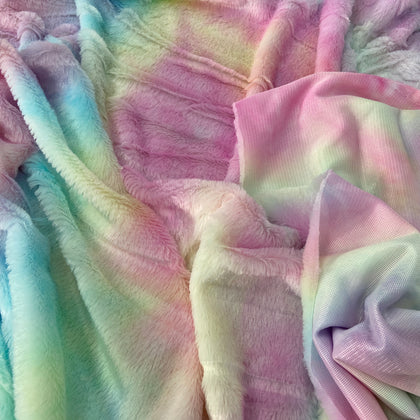 FS688 Rainbow Synthetic Fur Fabric | Fabric | Check, drape, Fabric, fashion fabric, Fur, making, Polyester, rainbow, sewing, Skirt, White, Winter | Fabric Styles