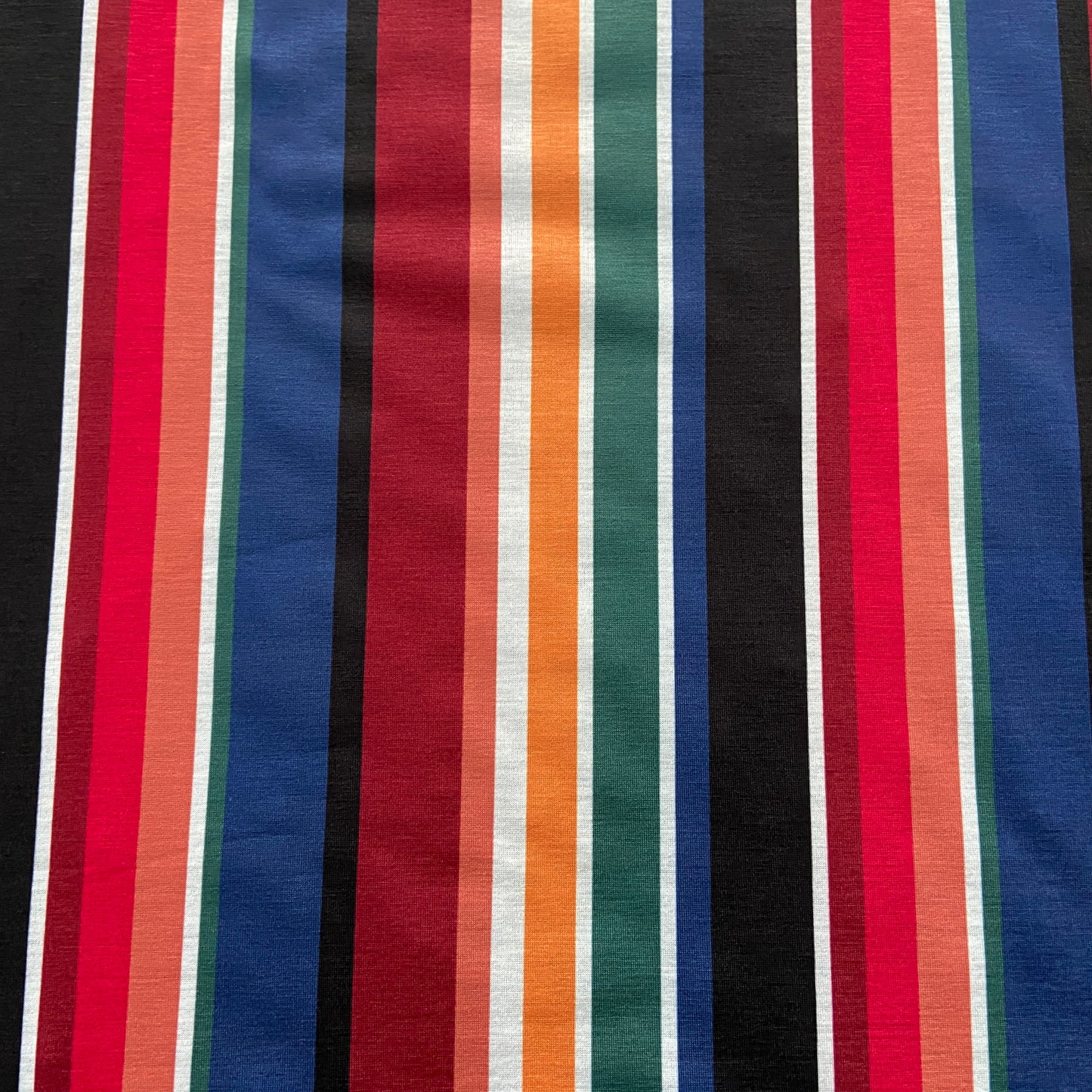 FS648 Vertical Multi Stripe | Fabric | drape, Fabric, fashion fabric, Green, jersey, making, Orange, SALE, sewing, spun polyester, Spun Polyester Elastane, stretch, Stretchy, stripe, stripes | Fabric Styles