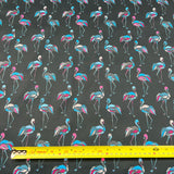 FS1000_2 Flamingo Scuba Stretch Knit Fabric Black blue | Fabric | black, childrens, Conversational, fabric, flamingo, jersey, kids, knit, purple, scuba, stretch | Fabric Styles