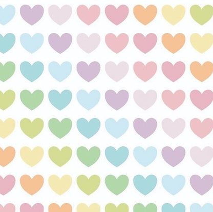 FS886 Pastel Rainbow Hearts Polycotton | Fabric | Children, Fabric, fashion fabric, Kid, Kids, making, Multicolour, Poly, Poly Cotton, Rainbow, Sale, sewing, Skirt, White | Fabric Styles
