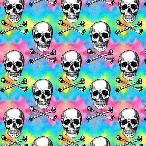 FS993 Rainbow Skulls & Crossbones Cotton Fabric Rainbow | Fabric | Animal, Children, Cotton, drape, Fabric, fashion fabric, Glitter, Kids, making, Mermaid, Scales, sewing, Skirt, Snake, Tie Dye | Fabric Styles