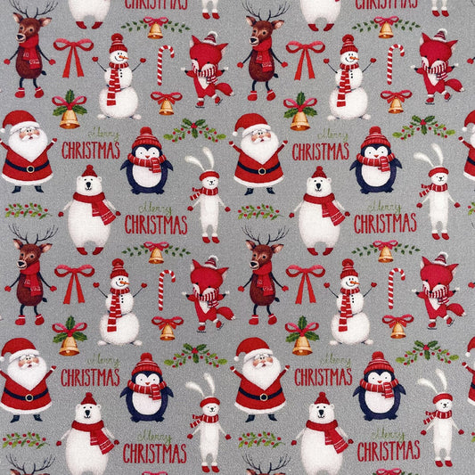 FS1078 Merry Christmas Cotton Fabric Silver | Fabric | blue, celebration, Christmas, Christmas Tree, Cotton, Cotton SALE, drape, Dream, Fabric, fashion fabric, Festive, House, Light blue, making, sewing, Ski, Skirt, Snow, Snowflake, tree, Xmas | Fabric Styles