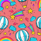 FS255 Funfair Shooting Stars | Fabric | Air Balloon, Cloud, Clouds, Exclusive, Fabric, fashion fabric, High Fashion, Hot Air Balloon, Kid, Kids, Rain, Rainbow, Red, Scuba, Shooting Star, Star, Stars | Fabric Styles